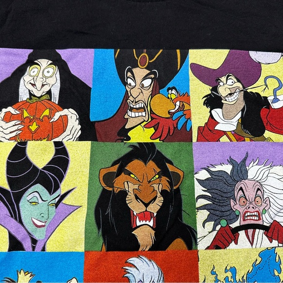 Disney Villains Collage Graphic T-Shirt Black Unisex Sz L - Picture 4 of 6